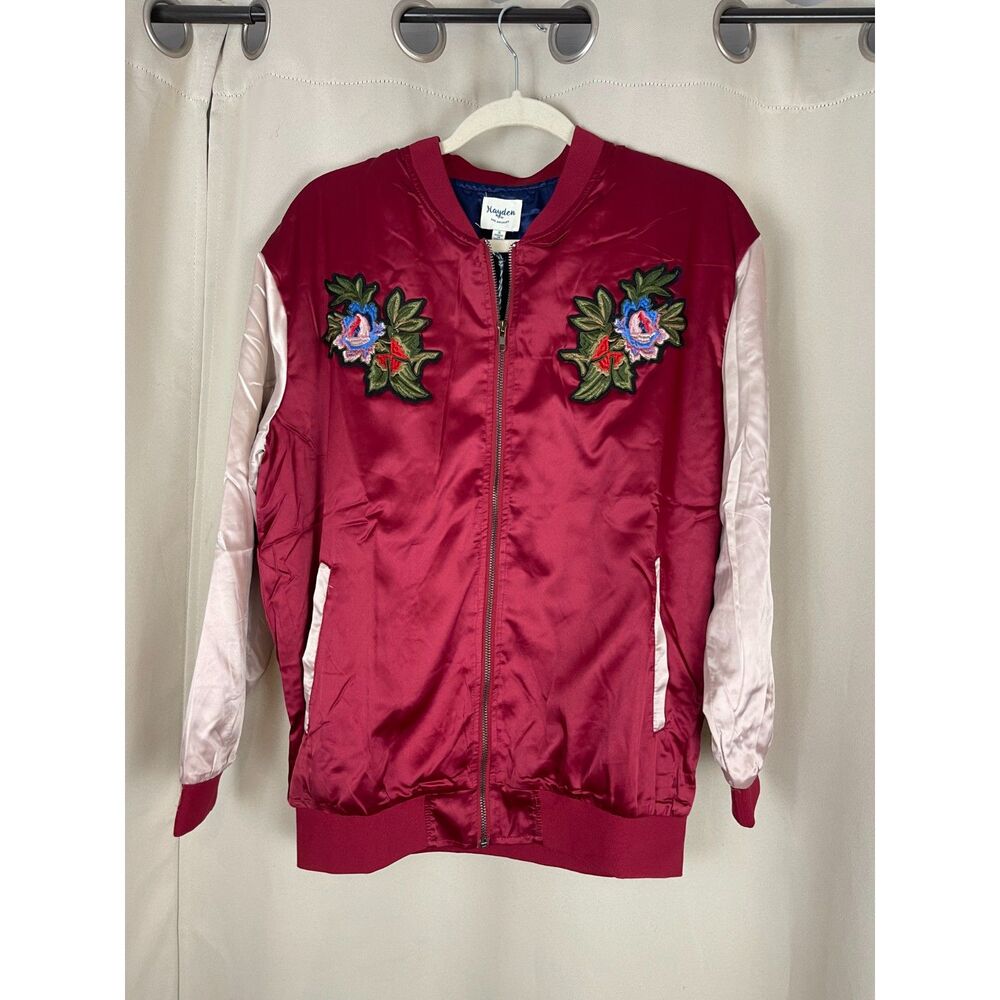 Hayden Los Angeles Embroidered Satin Bomber Jacket - Size S